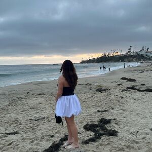 Black and White Strapless Dress